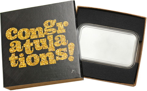 SilverTowne Natural Kraft Paper Gift Box with Congratulations! Gold Glitter Box Sleeve